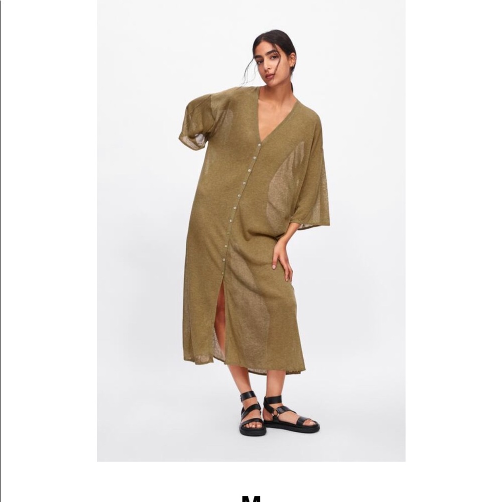 Zara Buttoned Long Cardigan